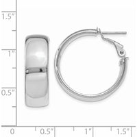 14K White Gold 7.75mm Polished Omega Back Hoop Earrings by Oro Pregiato