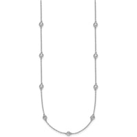 14K White Gold 7/8 Carat Bezel-Set Diamond 15-Station Cable Chain Necklace - Rhodium Plated by Oro Pregiato