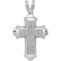 14K White Gold 7/8 Carat Diamond Cross Pendant with Rhodium Plating by Monteluci Fine Jewelry
