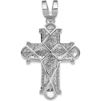 14K White Gold 7/8 Carat Diamond Cross Pendant with Rhodium Plating by Monteluci Fine Jewelry