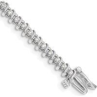 14K White Gold 7/8 Carat Round Diamond Tennis Bracelet with 2-Prong S-Link Settings - 54 Diamonds by Oro Pregiato