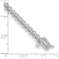 14K White Gold 7/8 Carat Round Diamond Tennis Bracelet with 2-Prong S-Link Settings - 54 Diamonds by Oro Pregiato