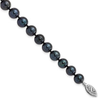 14K White Gold 7-8mm Black Akoya Cultured Pearl Bracelet - 8" Length by Monteluci Fine Jewelry
