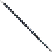 14K White Gold 7-8mm Black Akoya Cultured Pearl Bracelet - 8" Length by Monteluci Fine Jewelry