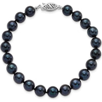 14K White Gold 7-8mm Black Akoya Cultured Pearl Bracelet - 8" Length by Monteluci Fine Jewelry