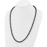 14K White Gold 7-8mm Black Round Akoya Cultured Pearl 24" Necklace by Monteluci Fine Jewelry