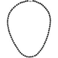 14K White Gold 7-8mm Black Round Akoya Cultured Pearl 24" Necklace by Monteluci Fine Jewelry