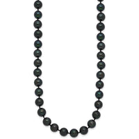 14K White Gold 7-8mm Black Round Akoya Pearl Necklace - Rhodium Plated 18" by Monteluci Fine Jewelry