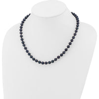 14K White Gold 7-8mm Black Round Akoya Pearl Necklace - Rhodium Plated 18" by Monteluci Fine Jewelry
