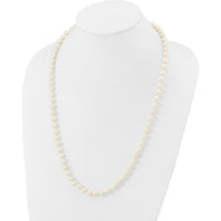 14K White Gold 7-8mm Freshwater Cultured Pearl Necklace - 24" Length with Rhodium Plating by Monteluci Fine Jewelry