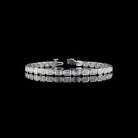 14K White Gold 7.90 Carat East-West Emerald Cut Lab Diamond Tennis Bracelet with Bezel Setting - 31 Stones E-F VS Quality - Covaloro Fine Jewelry