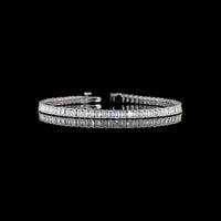 14K White Gold 7.91 Carat Emerald Cut Lab Diamond Tennis Bracelet with Prong Set Stones - 67 Lab Diamonds E-F VS - Covaloro Fine Jewelry