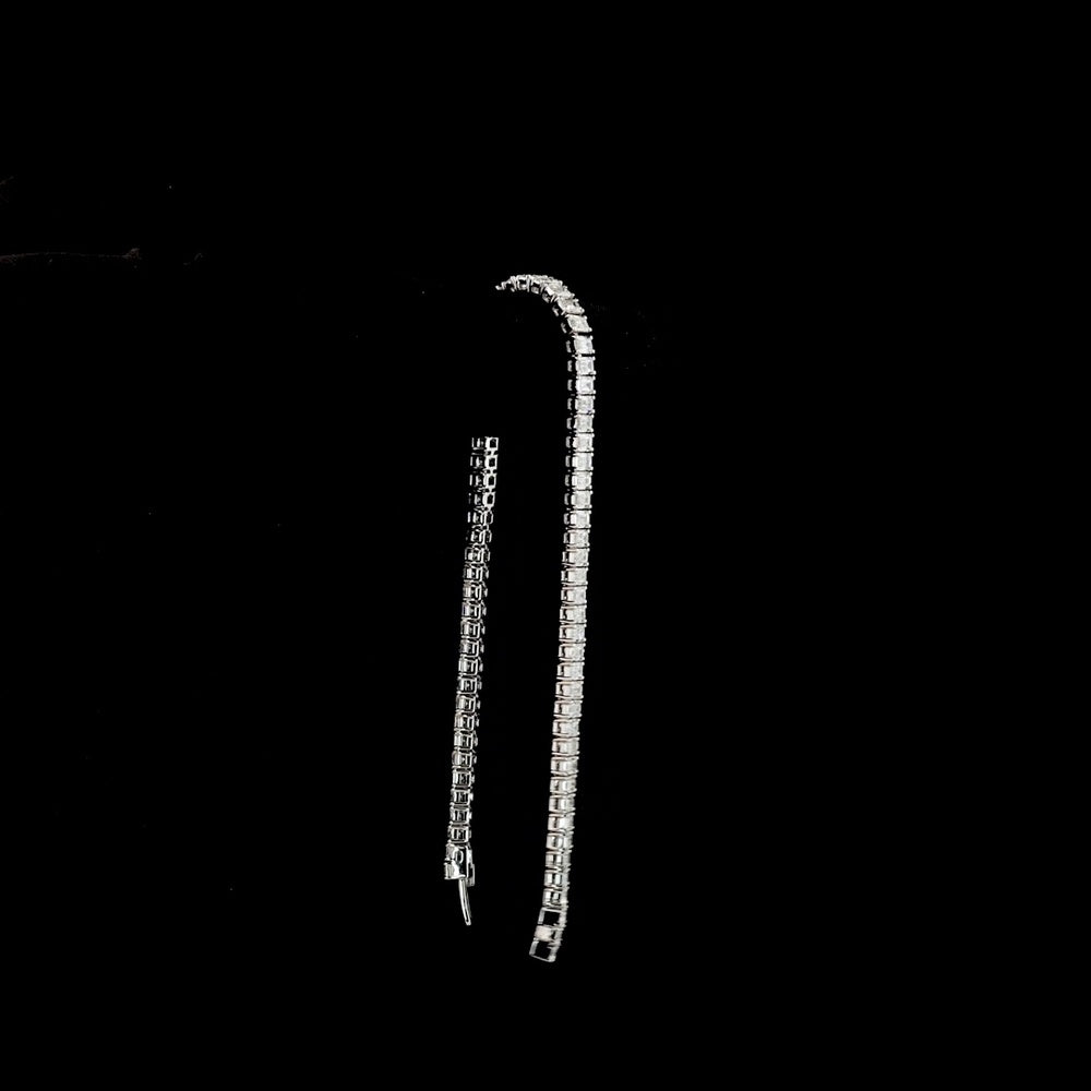 14K White Gold 7.91 Carat Emerald Cut Lab Diamond Tennis Bracelet with Prong Set Stones - 67 Lab Diamonds E-F VS - Covaloro Fine Jewelry