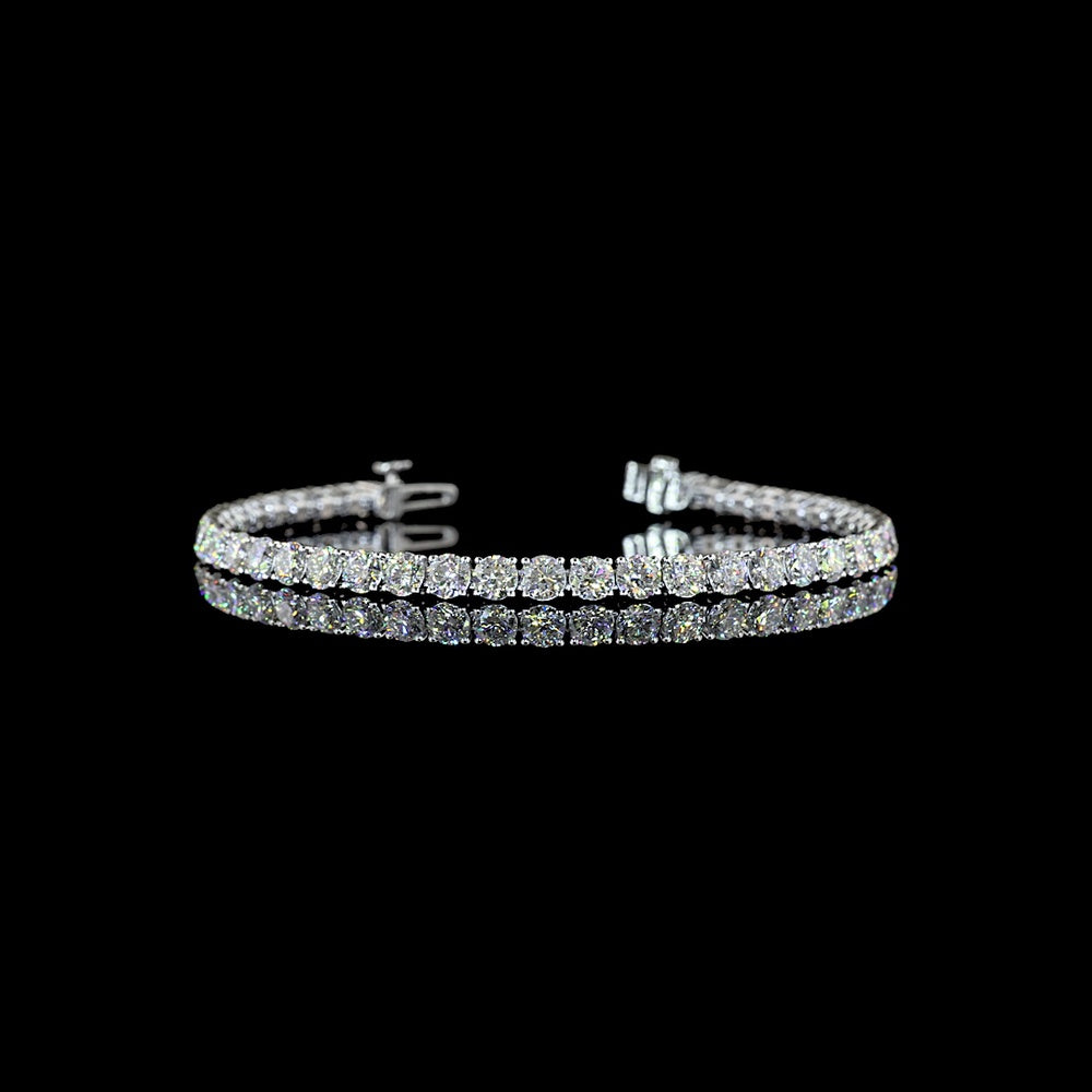 14K White Gold 7.91 Carat Tennis Bracelet with Prong Set Round Lab Diamonds - E-F Color VS1 Clarity - Covaloro Fine Jewelry