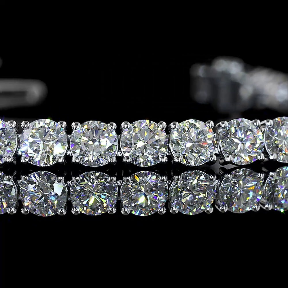 14K White Gold 7.91 Carat Tennis Bracelet with Prong Set Round Lab Diamonds - E-F Color VS1 Clarity - Covaloro Fine Jewelry