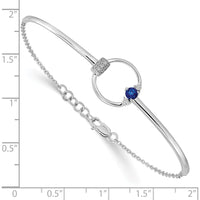 14K White Gold 7" Bangle Bracelet with Lab-Created Blue Sapphire and Diamonds - 0.28 Carats Total Diamond Weight by Monteluci Fine Jewelry