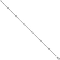14K White Gold 7" Bezel-Set Diamond and Cable Chain Bracelet - 1/5 Carat Total Diamond Weight by Oro Pregiato