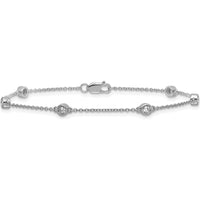 14K White Gold 7" Bezel-Set Diamond and Cable Chain Bracelet - 1/5 Carat Total Diamond Weight by Oro Pregiato