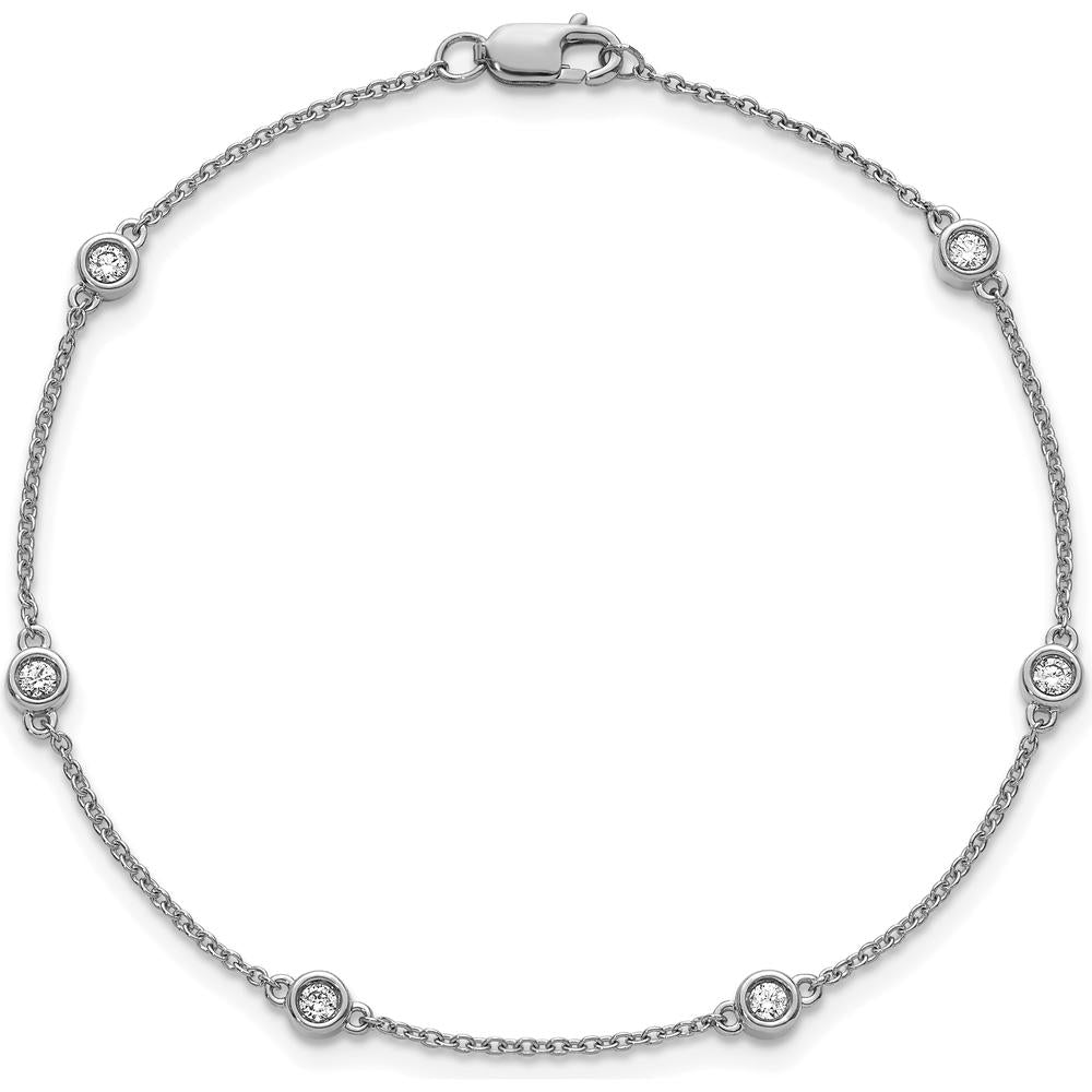 14K White Gold 7" Bezel-Set Diamond and Cable Chain Bracelet - 1/5 Carat Total Diamond Weight by Oro Pregiato
