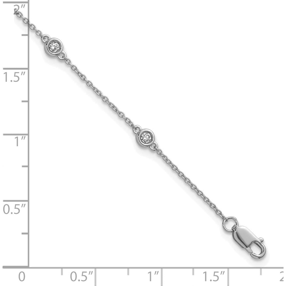 14K White Gold 7" Bezel-Set Diamond and Cable Chain Bracelet - 1/5 Carat Total Diamond Weight by Oro Pregiato