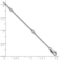 14K White Gold 7" Bezel-set Diamond Cable Chain 5-Station Bracelet - 1/10 Carat Total Diamond Weight by Oro Pregiato