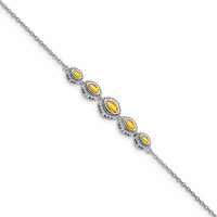 14K White Gold 7" Bezel-Set Marquise Citrine Bracelet with 0.44 Carats Total Gem Weight by Monteluci Fine Jewelry