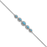 14K White Gold 7" Bezel-Set Marquise Swiss Blue Topaz Bracelet - 0.52 Carats Total Carat Weight by Monteluci Fine Jewelry