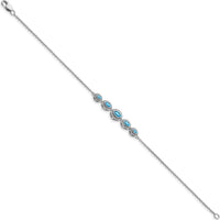 14K White Gold 7" Bezel-Set Marquise Swiss Blue Topaz Bracelet - 0.52 Carats Total Carat Weight by Monteluci Fine Jewelry