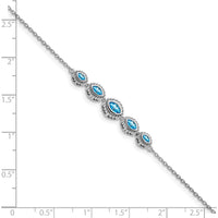 14K White Gold 7" Bezel-Set Marquise Swiss Blue Topaz Bracelet - 0.52 Carats Total Carat Weight by Monteluci Fine Jewelry