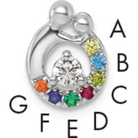 14K White Gold 7-Birthstone and Diamond Mother-Child Chain Slide Semi-Mount Pendant by Oro Pregiato