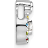 14K White Gold 7-Birthstone and Diamond Mother-Child Chain Slide Semi-Mount Pendant by Oro Pregiato