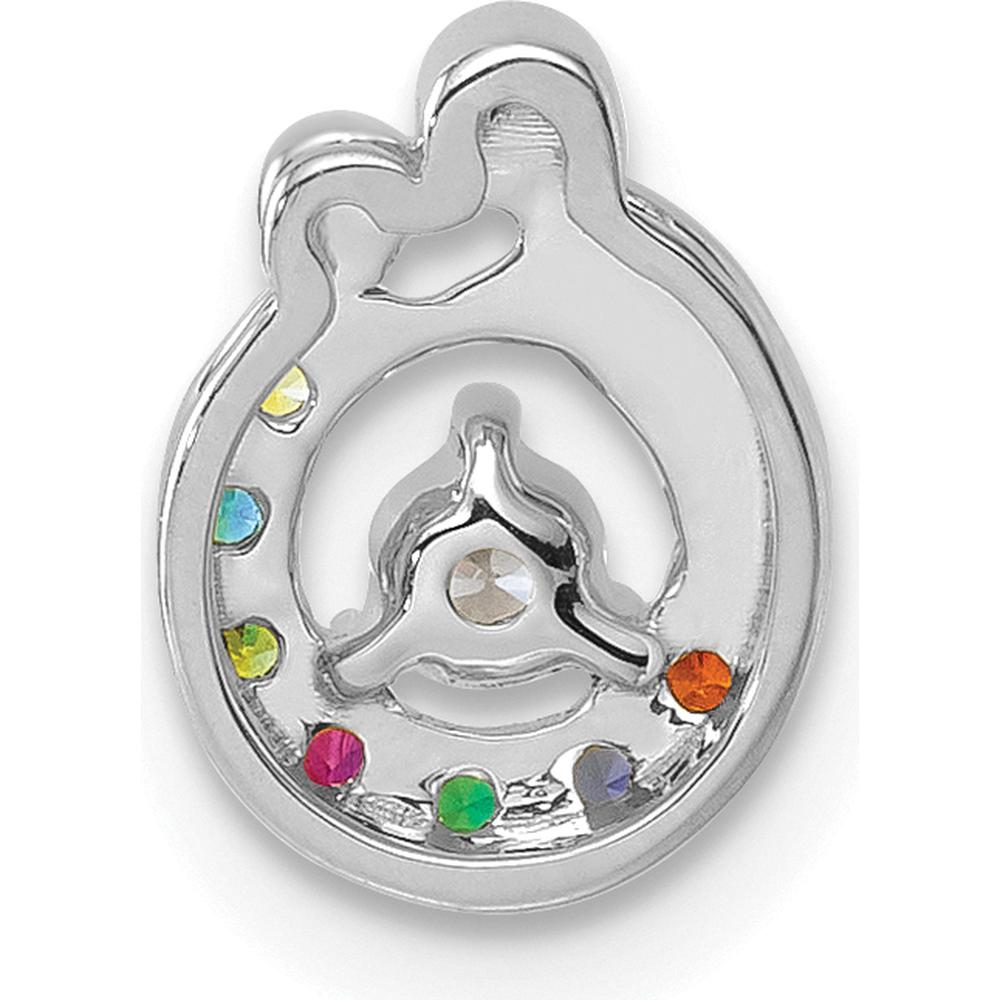14K White Gold 7-Birthstone and Diamond Mother-Child Chain Slide Semi-Mount Pendant by Oro Pregiato