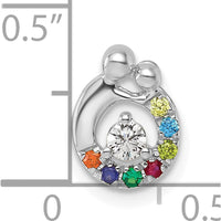 14K White Gold 7-Birthstone and Diamond Mother-Child Chain Slide Semi-Mount Pendant by Oro Pregiato