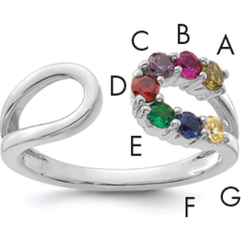14K White Gold 7 Birthstone Wrap Ring for Mother's Day - Personalized Gemstones by Oro Pregiato