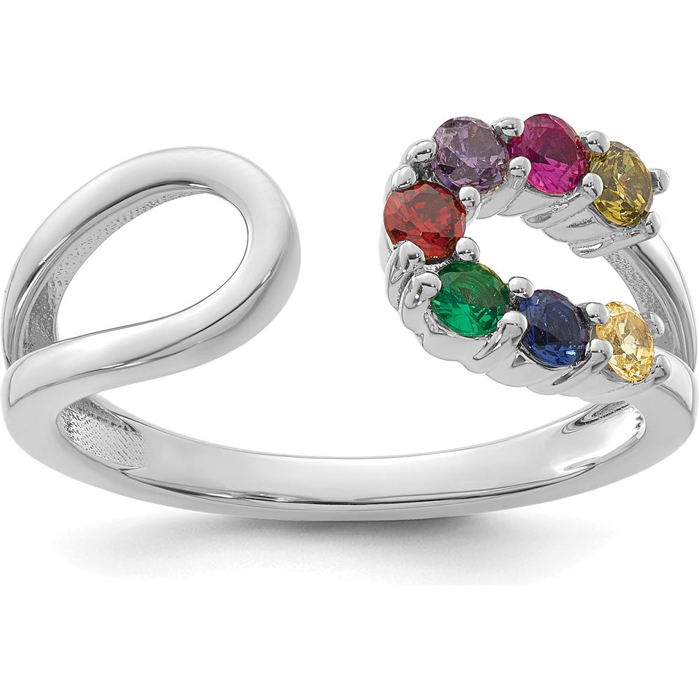 14K White Gold 7 Birthstone Wrap Ring for Mother's Day - Personalized Gemstones by Oro Pregiato