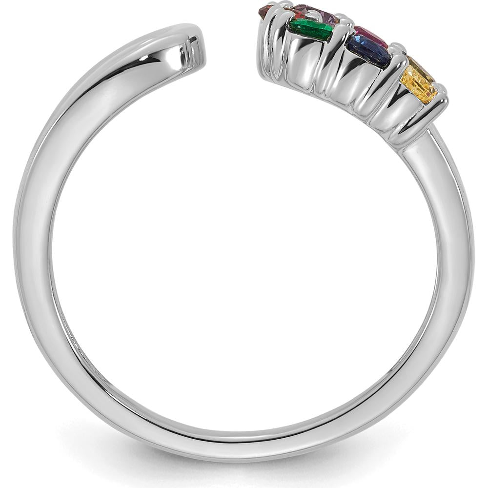 14K White Gold 7 Birthstone Wrap Ring for Mother's Day - Personalized Gemstones by Oro Pregiato
