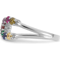 14K White Gold 7 Birthstone Wrap Ring for Mother's Day - Personalized Gemstones by Oro Pregiato