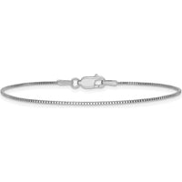 14K White Gold 7" Box Chain Bracelet with Lobster Clasp - Polished Finish by Oro Pregiato