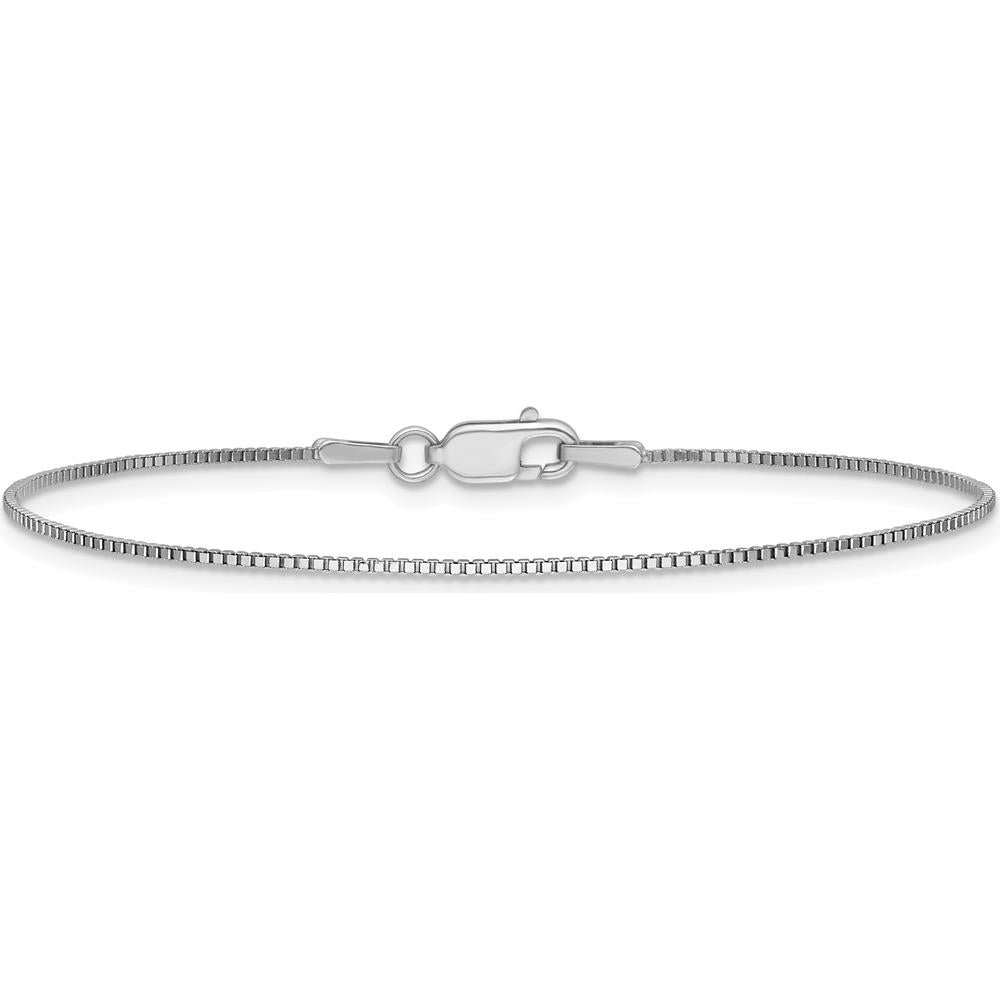 14K White Gold 7" Box Chain Bracelet with Lobster Clasp - Polished Finish by Oro Pregiato