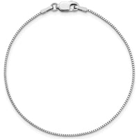 14K White Gold 7" Box Chain Bracelet with Lobster Clasp - Polished Finish by Oro Pregiato