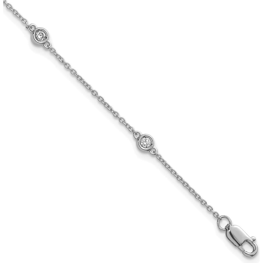 14K White Gold 7" Bracelet with 5 Bezel-Set Diamonds - 1/6 Carat Total Diamond Weight by Oro Pregiato