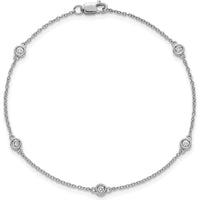 14K White Gold 7" Bracelet with 5 Bezel-Set Diamonds - 1/6 Carat Total Diamond Weight by Oro Pregiato