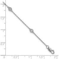 14K White Gold 7" Bracelet with 5 Bezel-Set Diamonds - 1/6 Carat Total Diamond Weight by Oro Pregiato