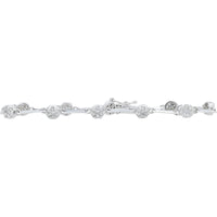 14K White Gold 7" Bracelet with Round Pavé Diamonds and Milgrain Detail - 1.67 Carat Total Diamond Weight