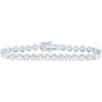 14K White Gold 7 Carat Round Diamond Prong Set Tennis Bracelet
