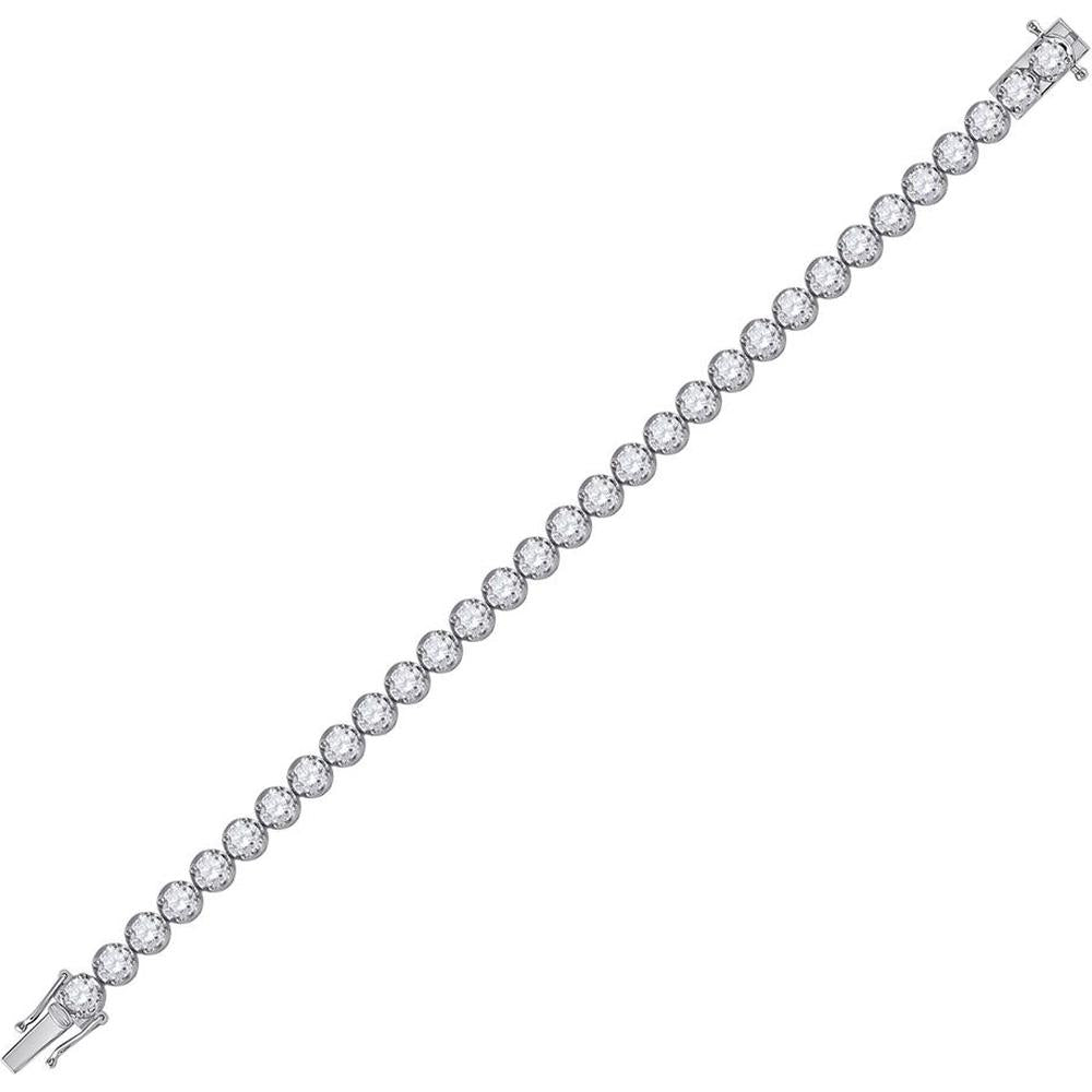 14K White Gold 7 Carat Round Diamond Prong Set Tennis Bracelet