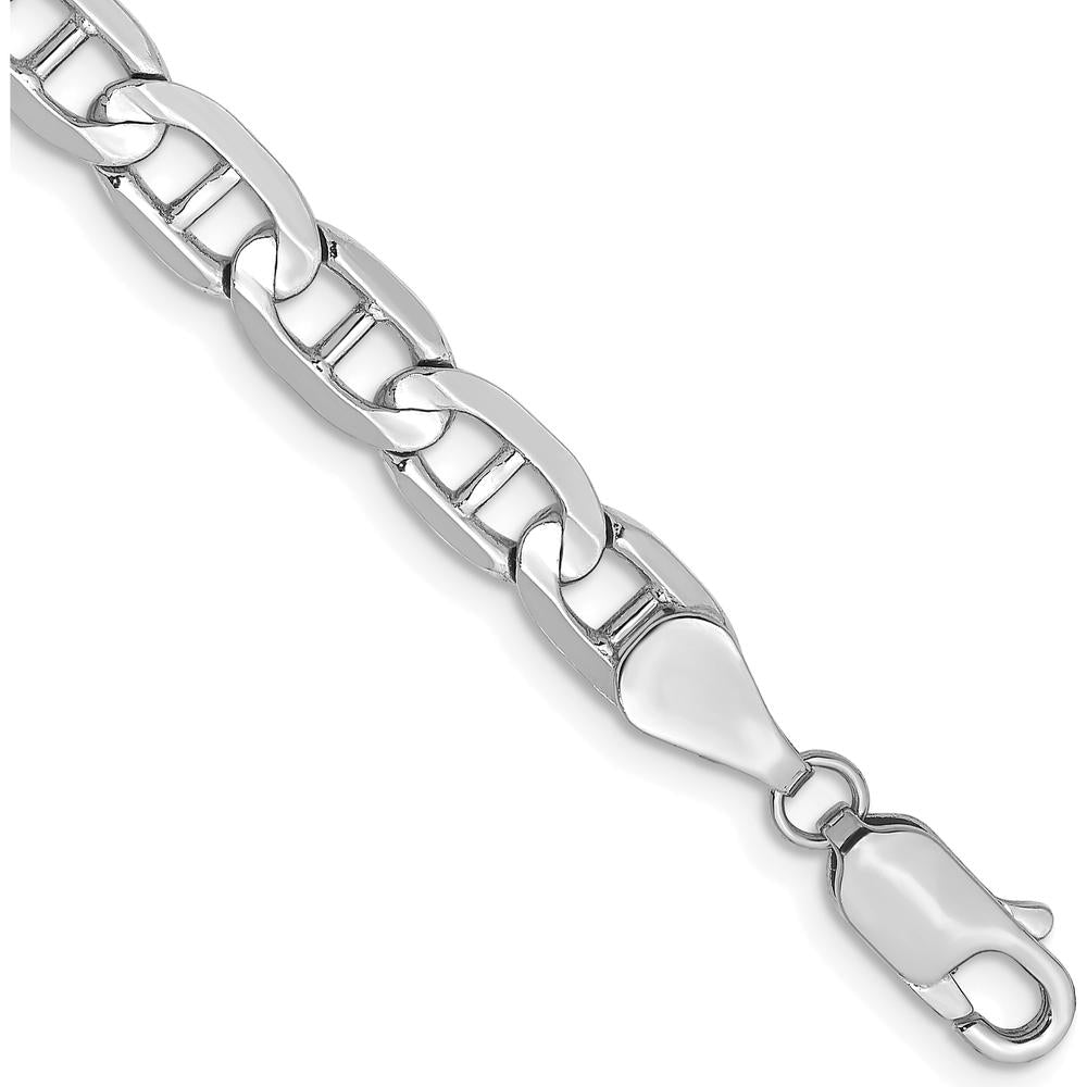 14K White Gold 7" Concave Anchor Bracelet with Lobster Clasp by 0