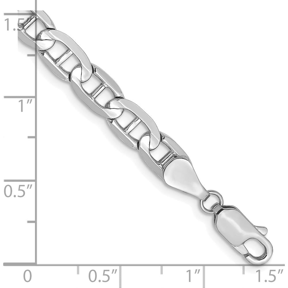 14K White Gold 7" Concave Anchor Bracelet with Lobster Clasp by 0
