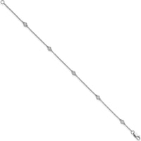 14K White Gold 7" Diamond Bezel-Set Cable Chain Bracelet - 0.127 Carat Total Diamond Weight by Oro Pregiato