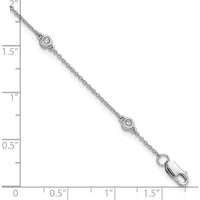 14K White Gold 7" Diamond Bezel-Set Cable Chain Bracelet - 0.127 Carat Total Diamond Weight by Oro Pregiato